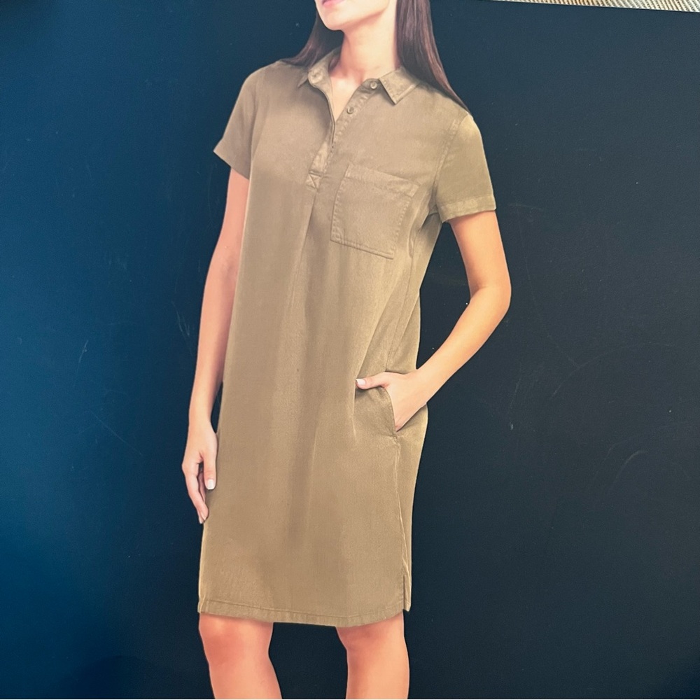 Gap Tencil Dress 100% Lyocell with Front Left Chest and Side Pockets Tan